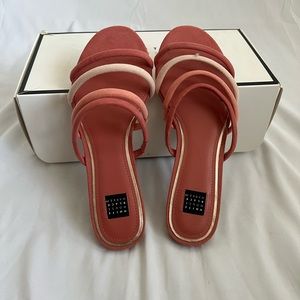 White House Black Market Briella strappy slide in Adobe. New. Size 7.5